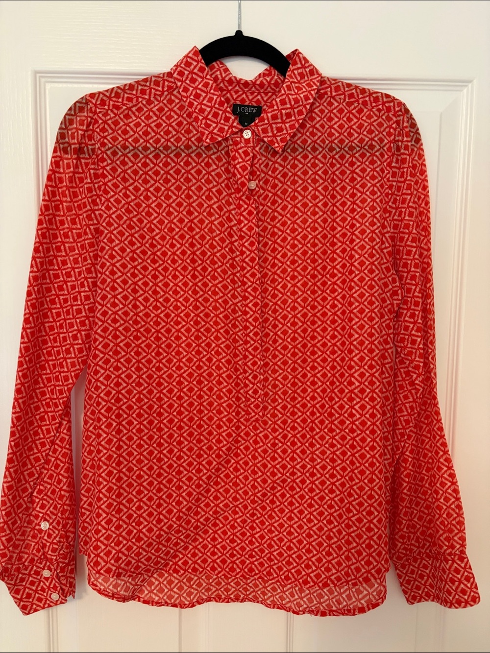 J. Crew Red Geometric Print Button-Down Shirt